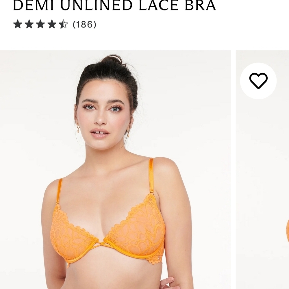 Orange Lace Unkined Demi Bra